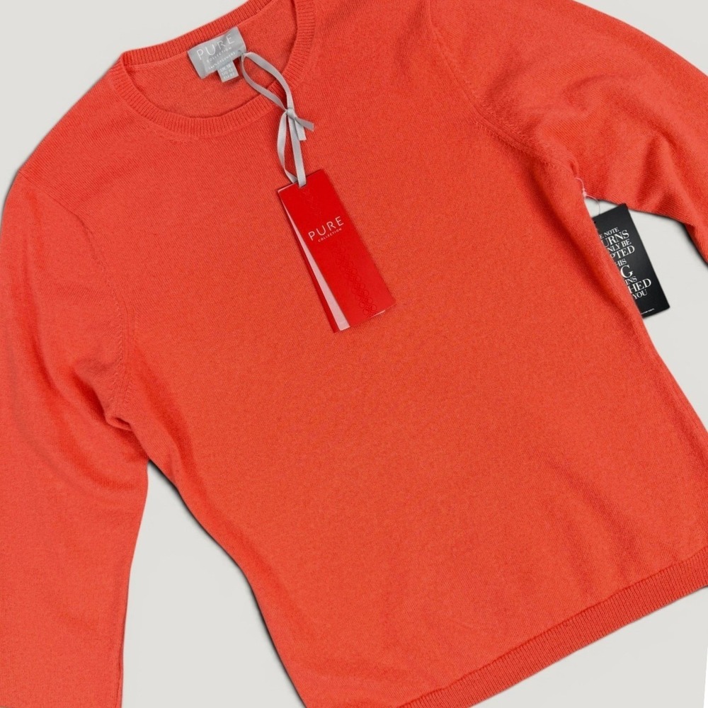 NWT Pure Collection 100% Cashmere Crew Neck Sweater Size L Quiet Luxury Preppy